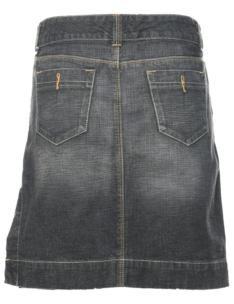 Stone Wash Denim A-line Skirt - M