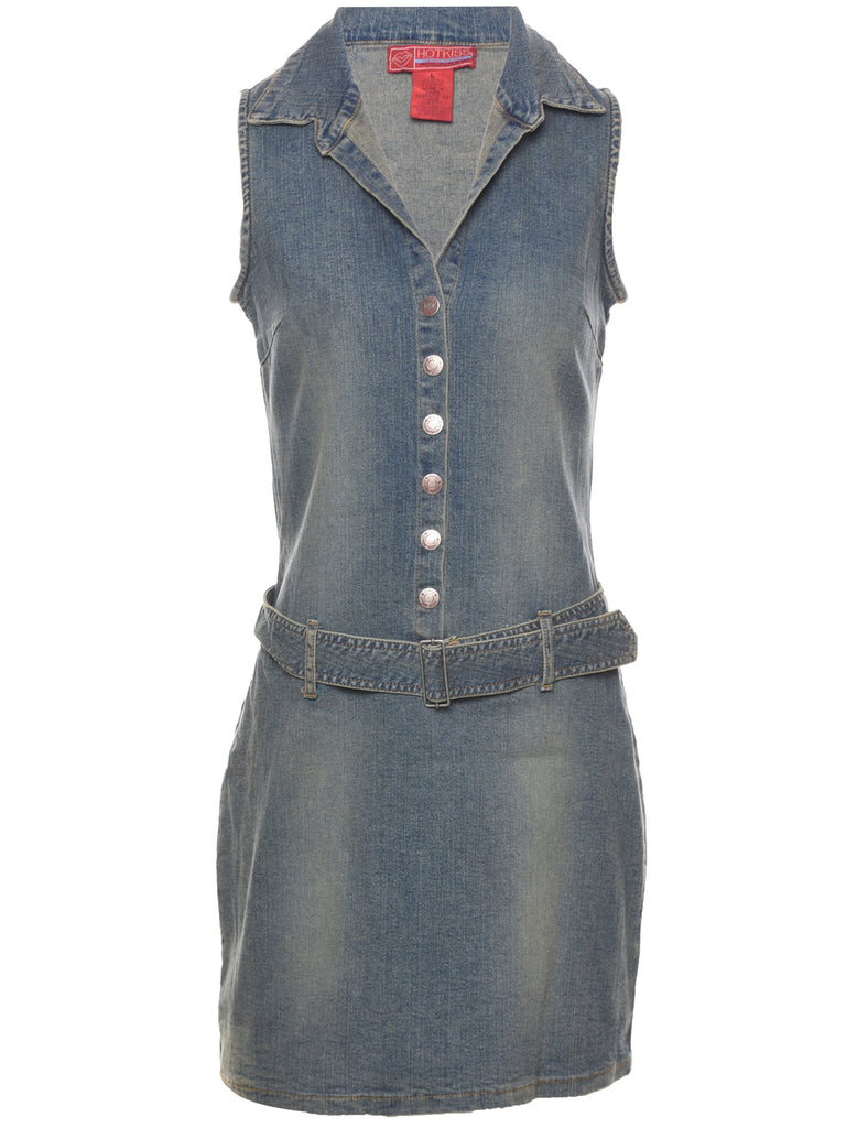 Stone Wash Y2K Denim Dress - S