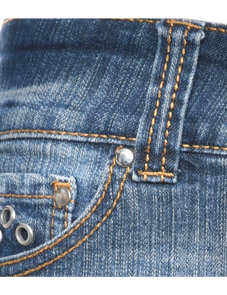 Stone Wash Y2K Denim Mini Skirt - M