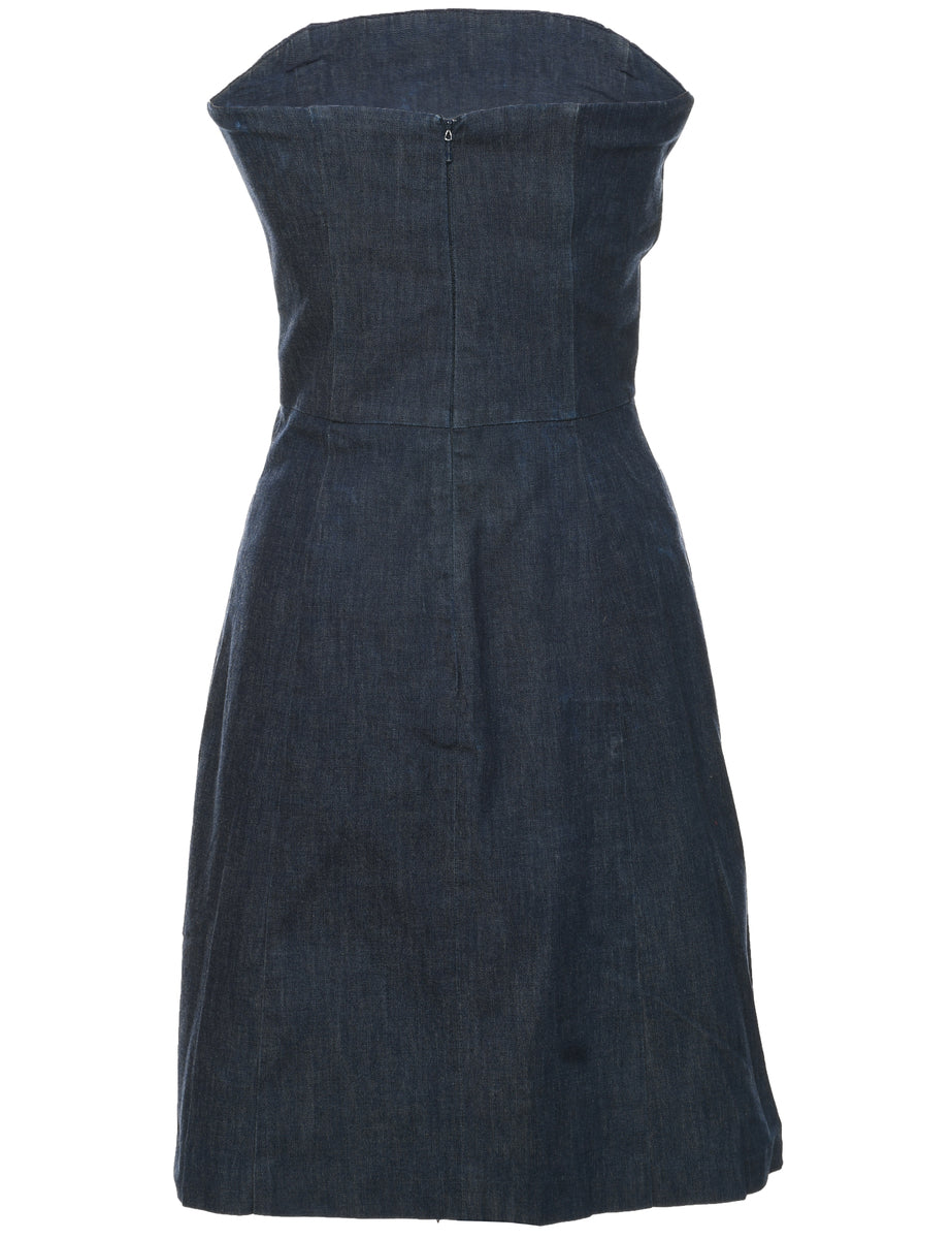 Women's Strapless Denim Y2K Dress Denim, XS | Beyond Retro Women's Strapless Denim Y2K Dress Denim, XS | Beyond Retro