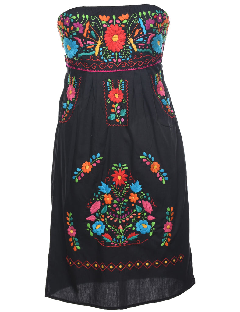 Strapless Embroidered Dress - M