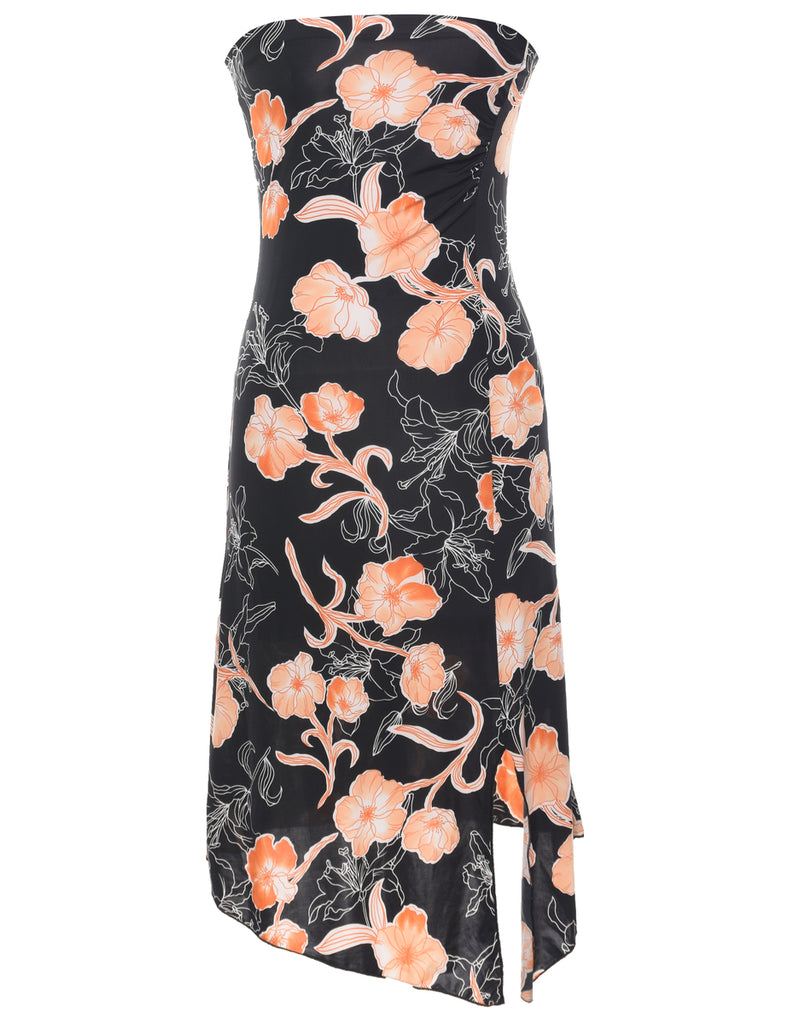 Strapless Floral Pattern Dress - S