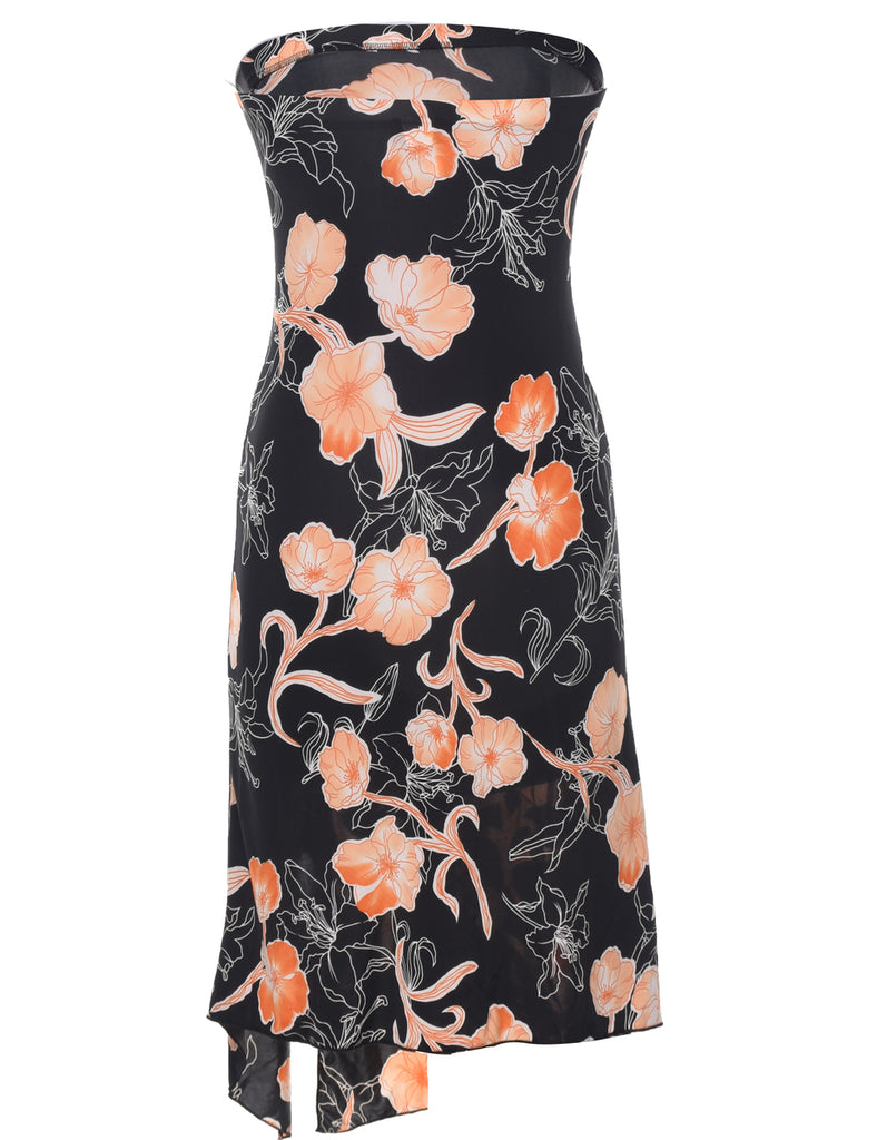 Strapless Floral Pattern Dress - S