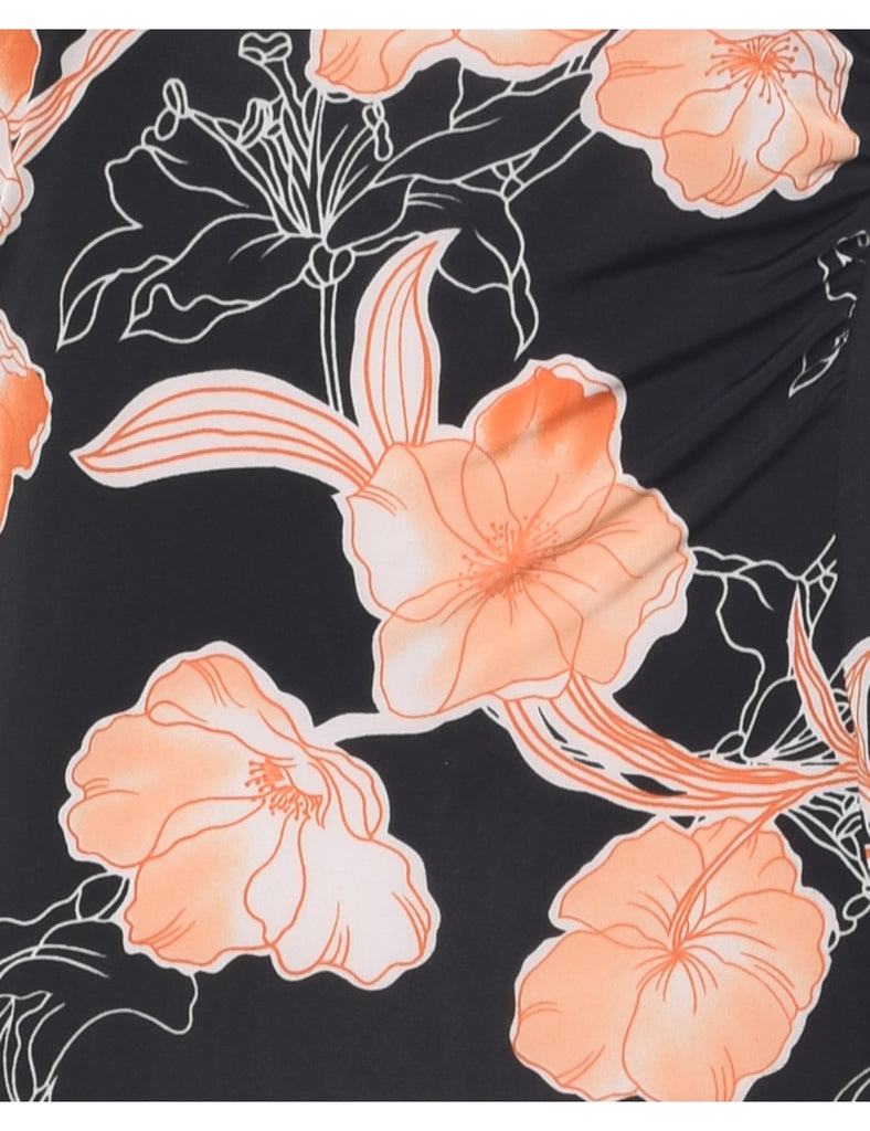 Strapless Floral Pattern Dress - S