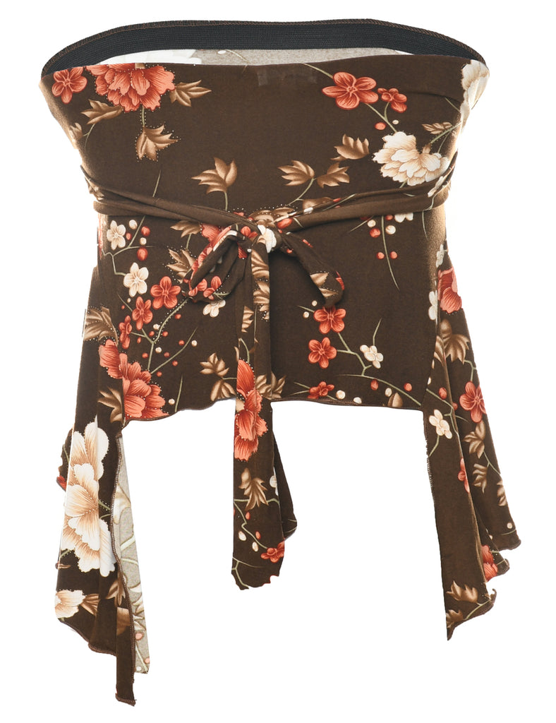 Strapless Floral Print Top - S