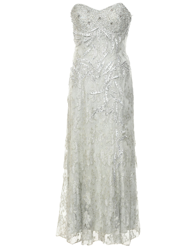 Strapless Lace Sequinsed Party Dress - M