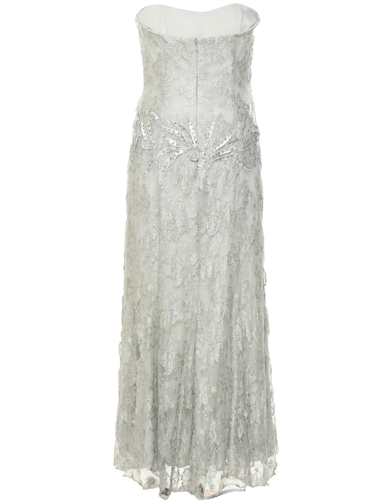 Strapless Lace Sequinsed Party Dress - M