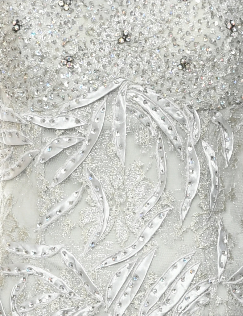 Strapless Lace Sequinsed Party Dress - M