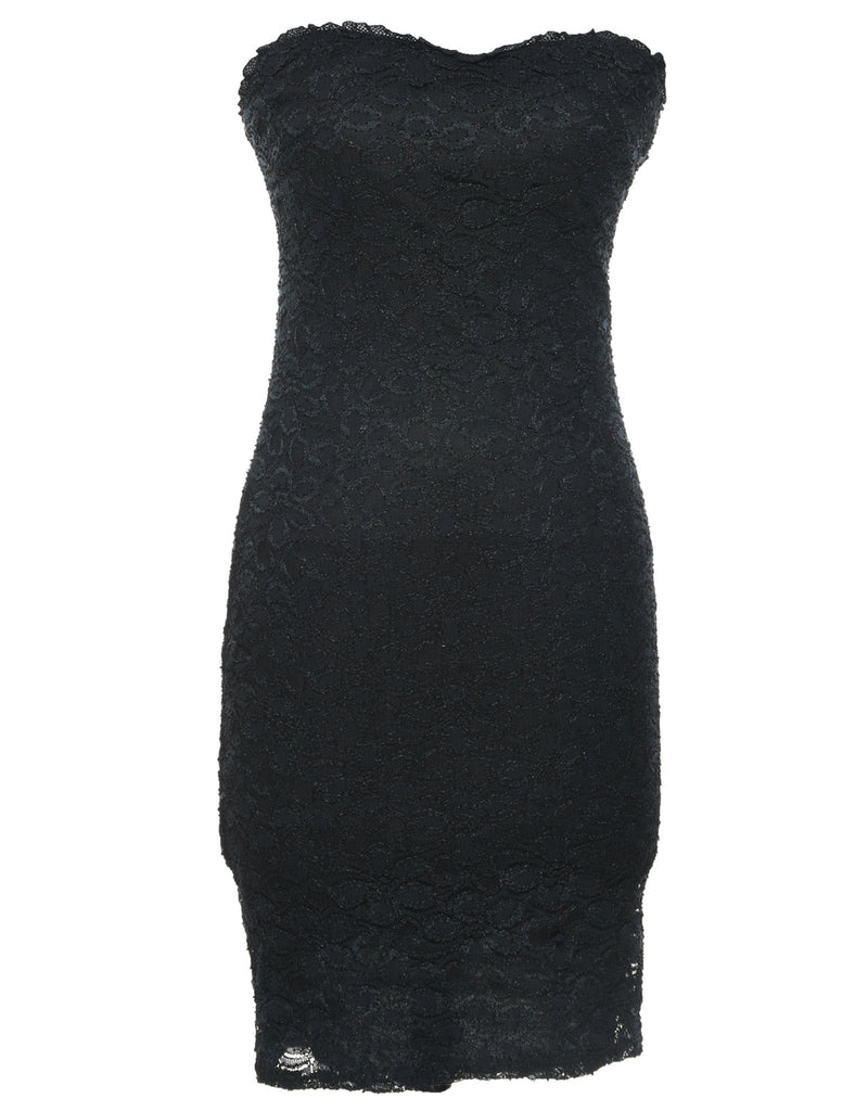 Strapless Y2K Black Lace Evening Dress - XS