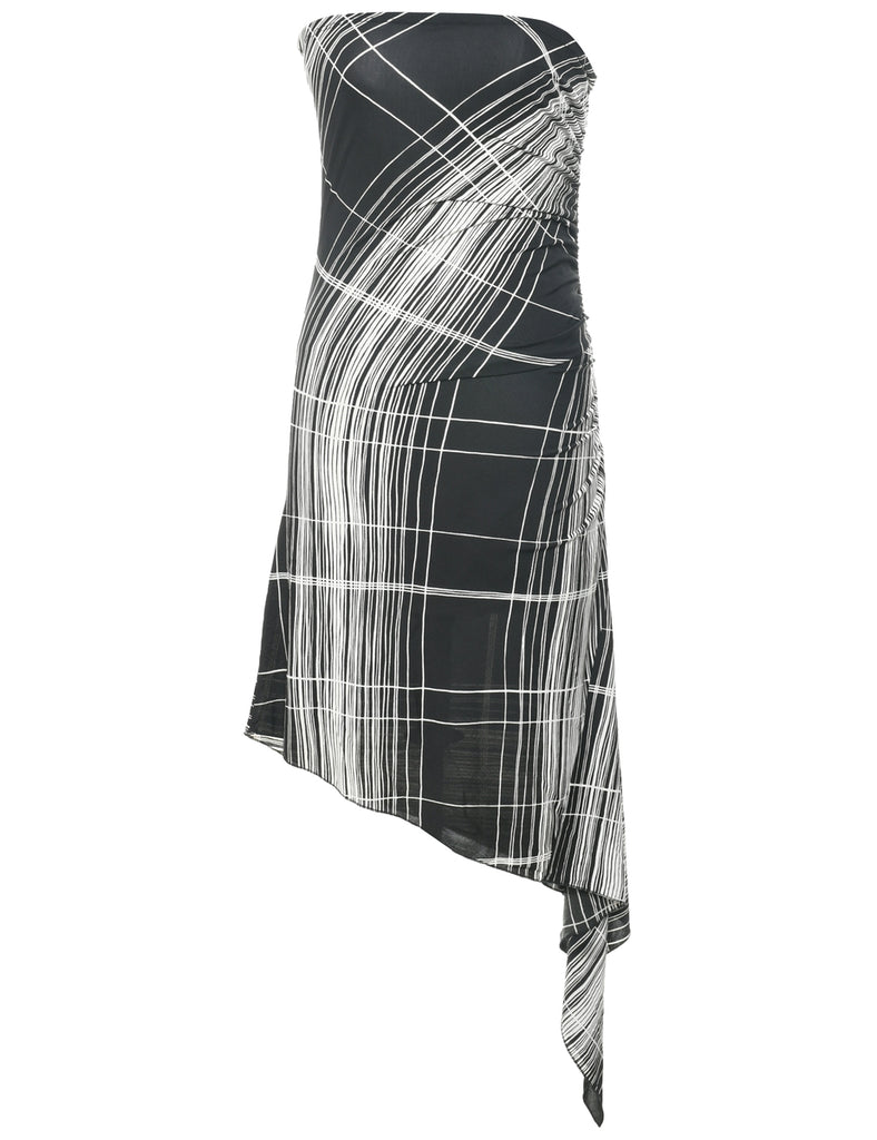 Strapless Y2K Checked Pattern Dress - XS