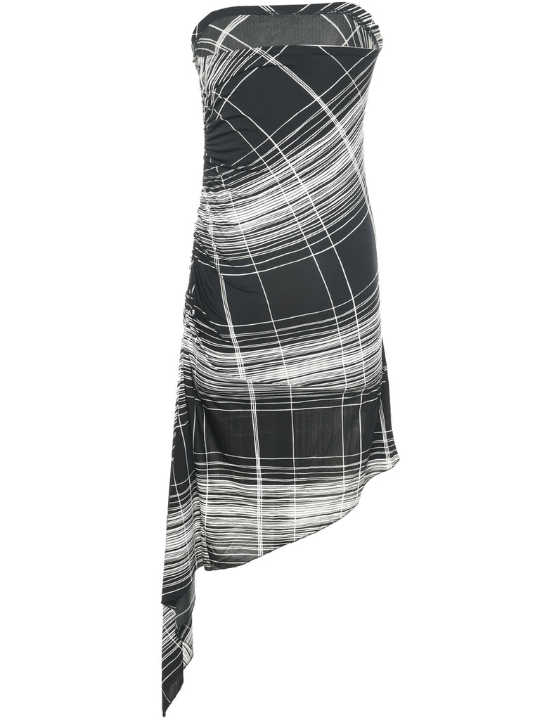 Strapless Y2K Checked Pattern Dress - XS