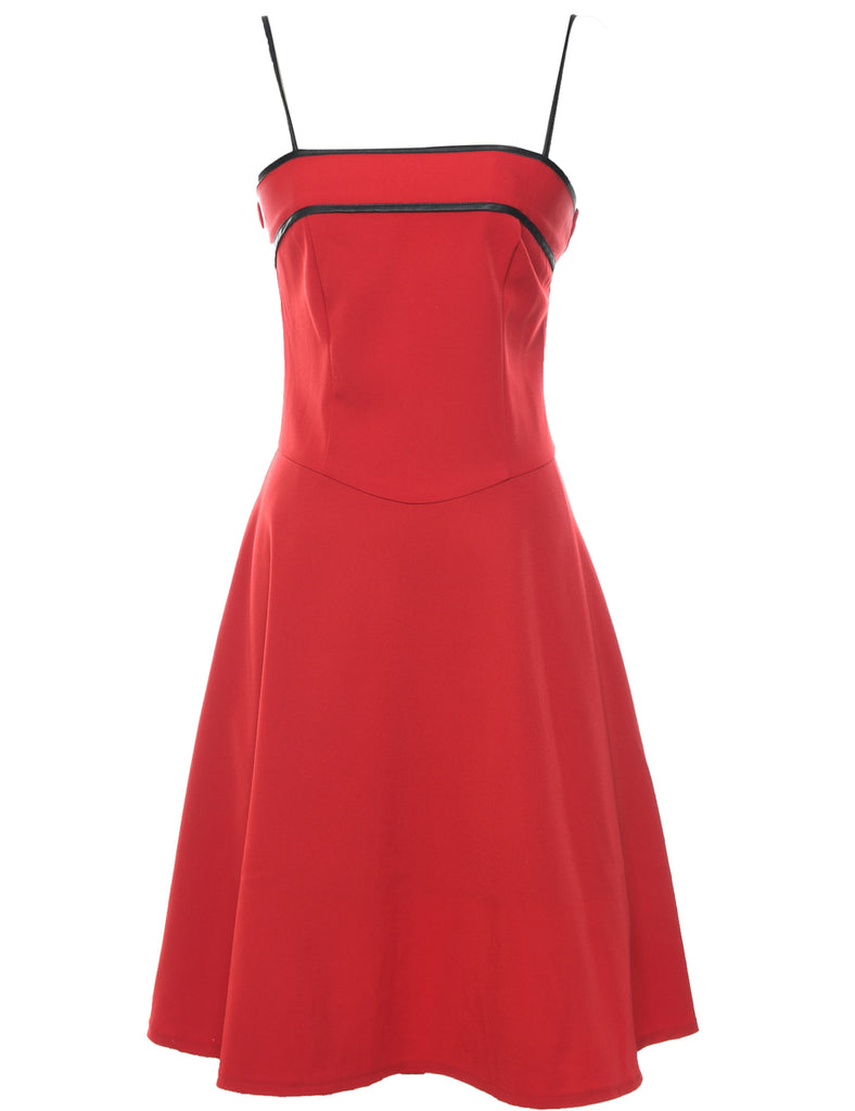 Strappy Black & Red Contrast Evening Dress - S