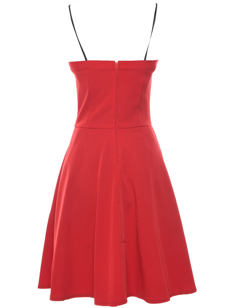 Strappy Black & Red Contrast Evening Dress - S