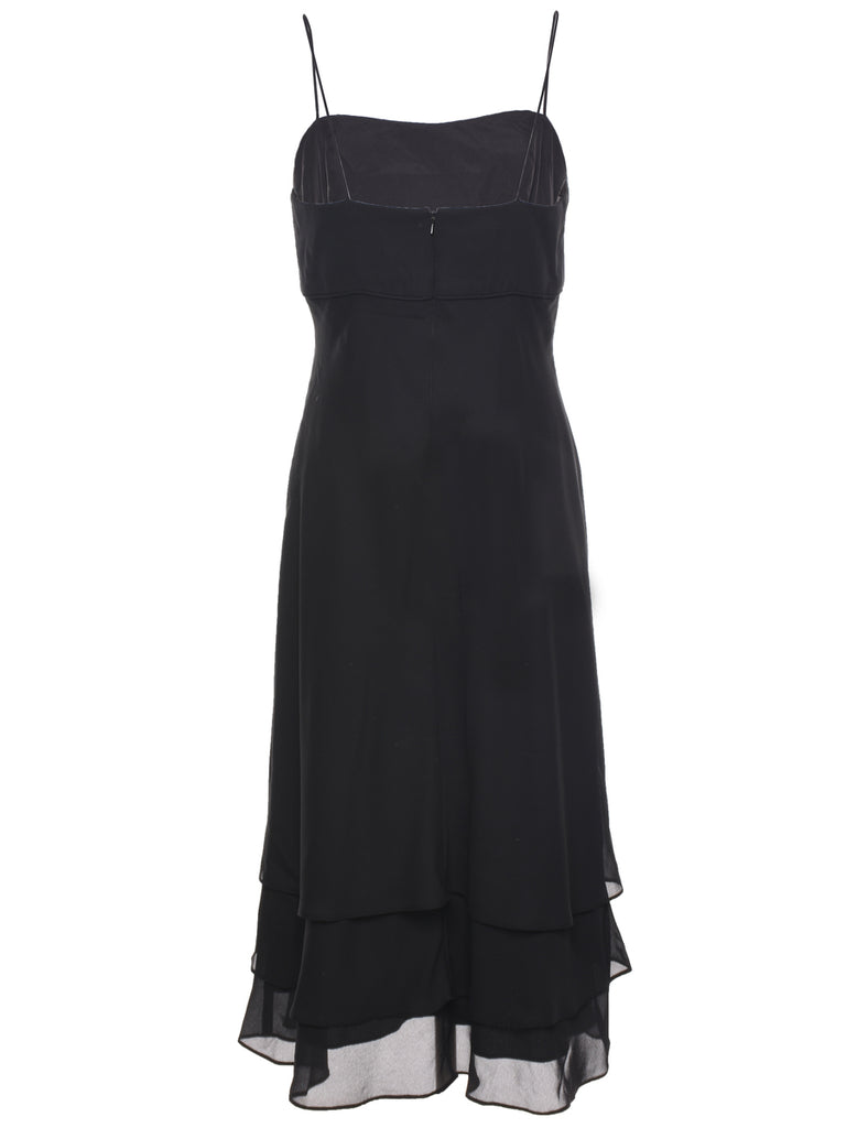 Strappy Black Tiered Skirt Dress - S
