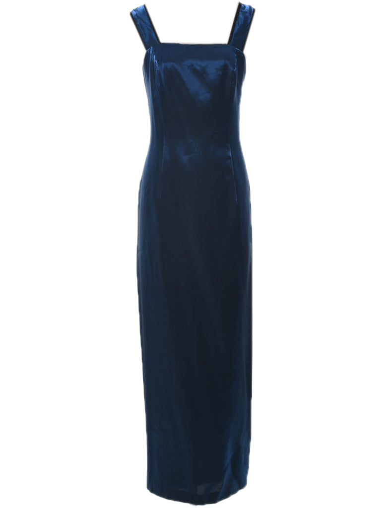 Strappy Shiny Blue Evening Dress - L