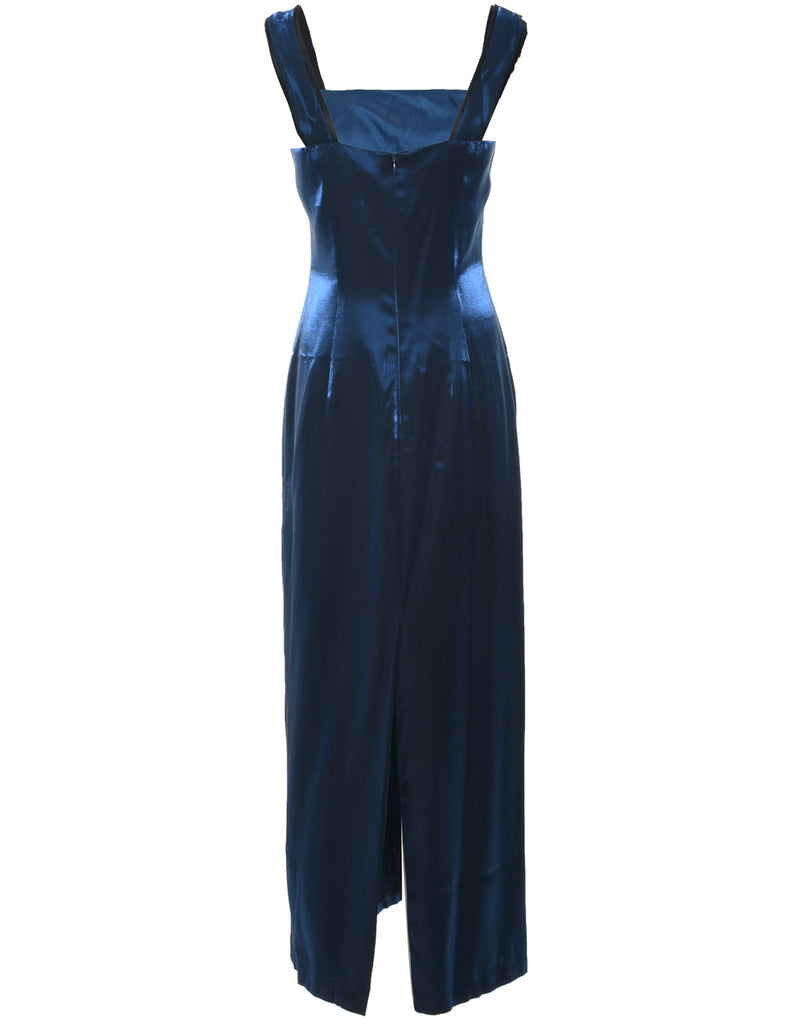 Strappy Shiny Blue Evening Dress - L