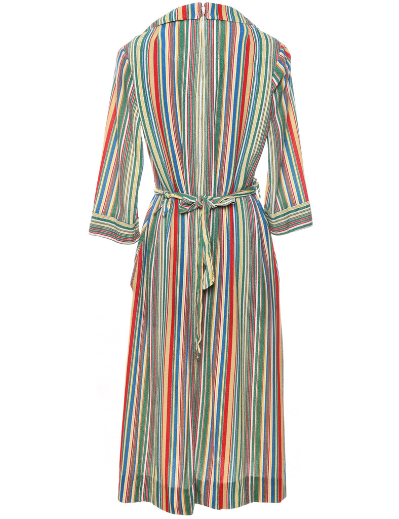 Striped 1970s Dress - M