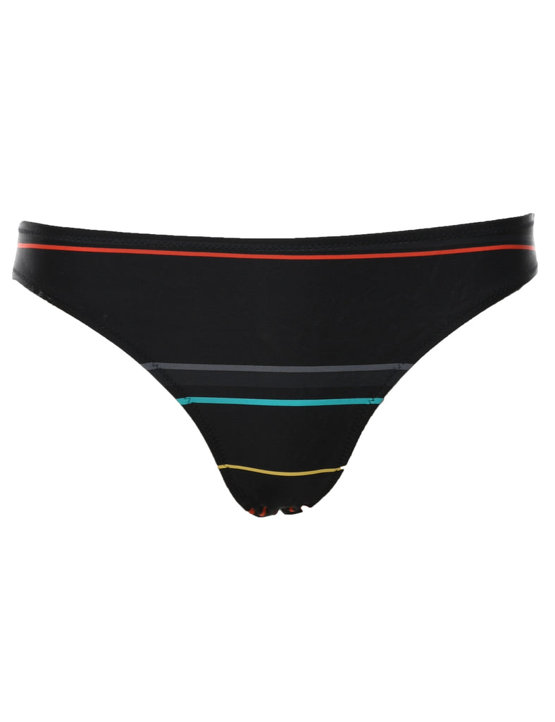 Striped Black Bikini Bottoms - M