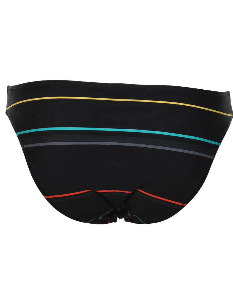 Striped Black Bikini Bottoms - M