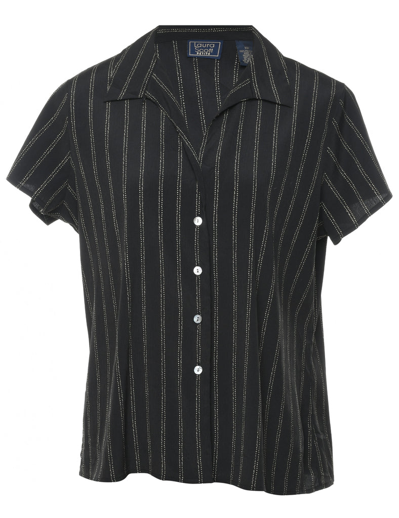 Striped Black Blouse - XL