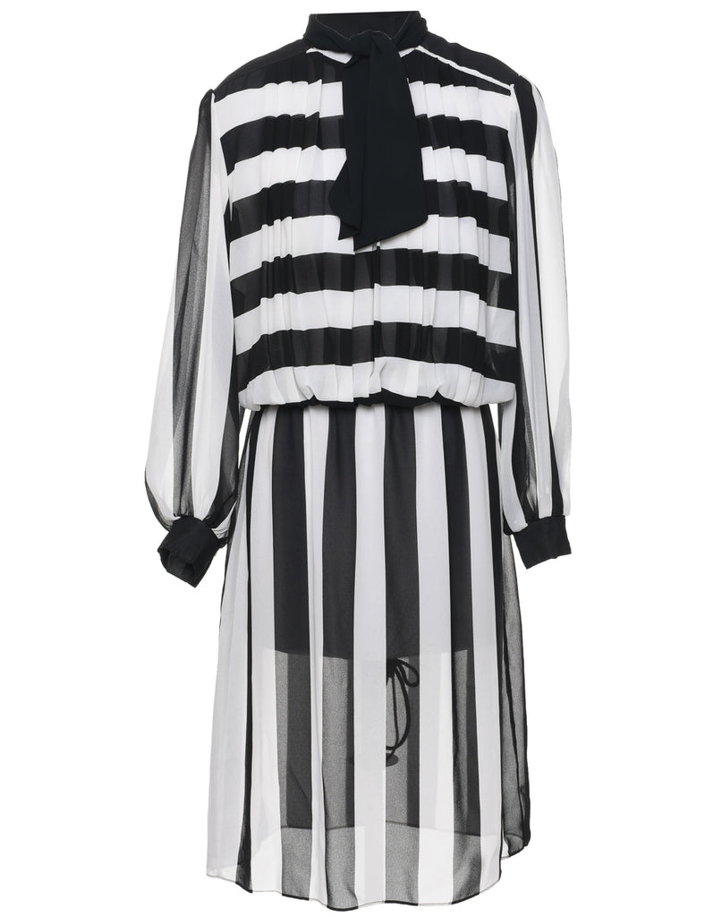 Striped Blouson Dress - L