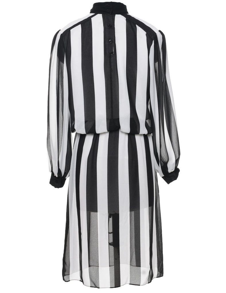 Striped Blouson Dress - L