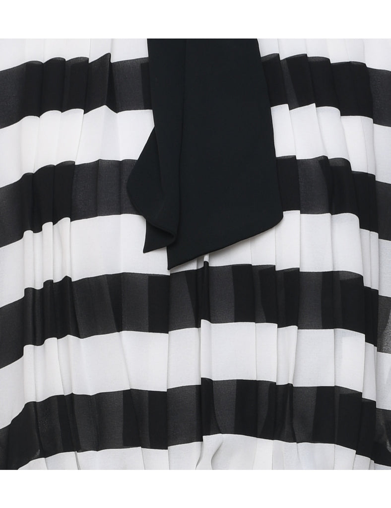 Striped Blouson Dress - L