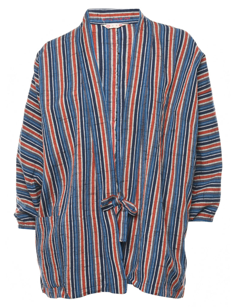 Striped Cropped Kimono - L