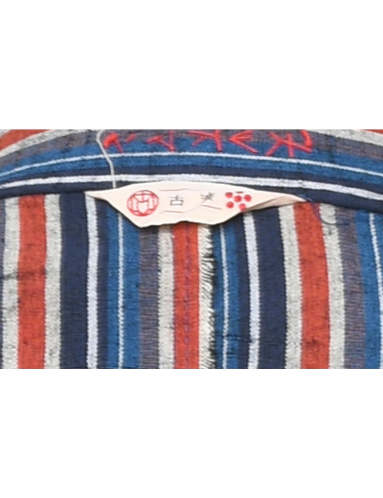 Striped Cropped Kimono - L