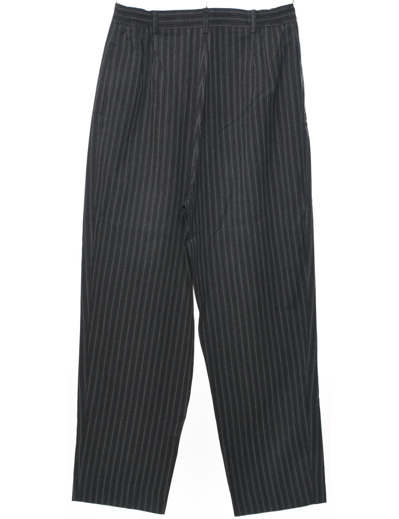 Striped Dark Grey Trousers - W30 L30