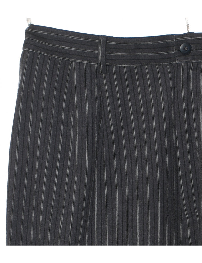 Striped Dark Grey Trousers - W30 L30