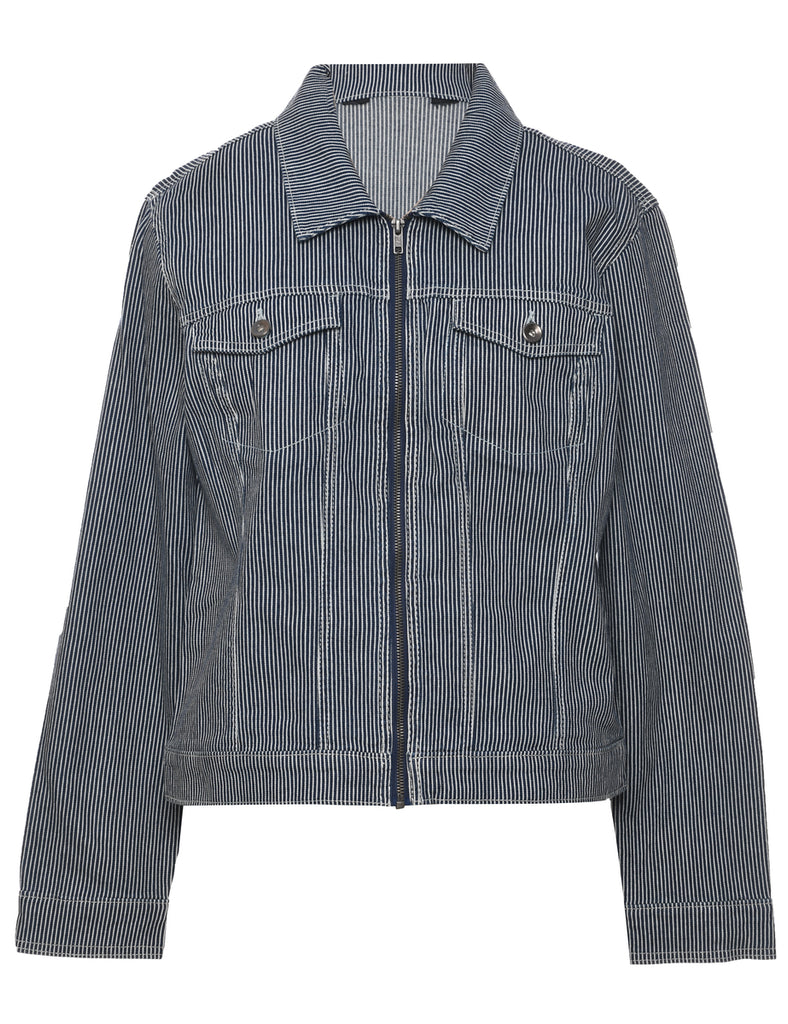 Striped Denim Jacket - L