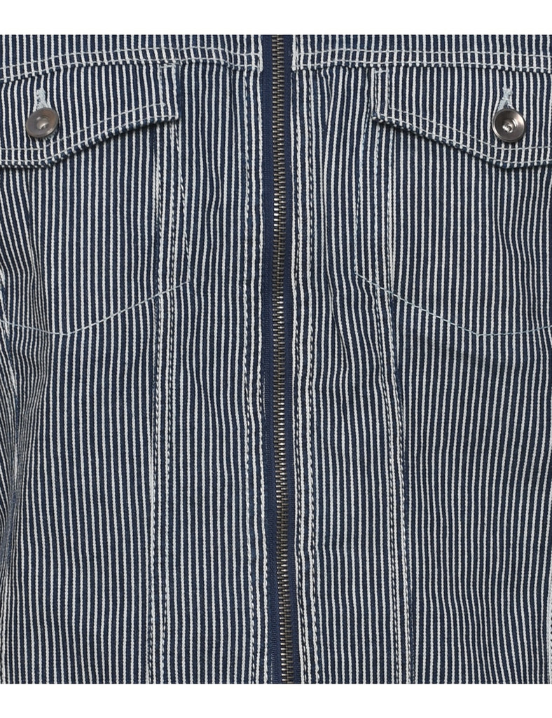 Striped Denim Jacket - L