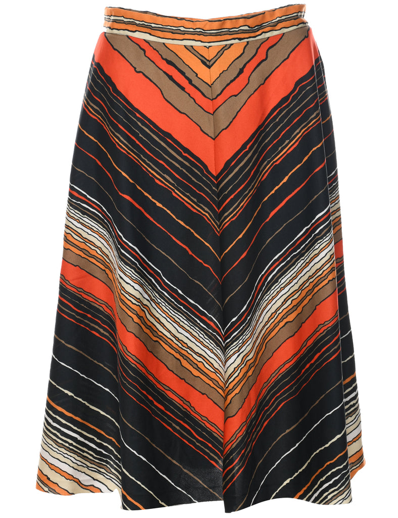 Striped Flared Skirt - M