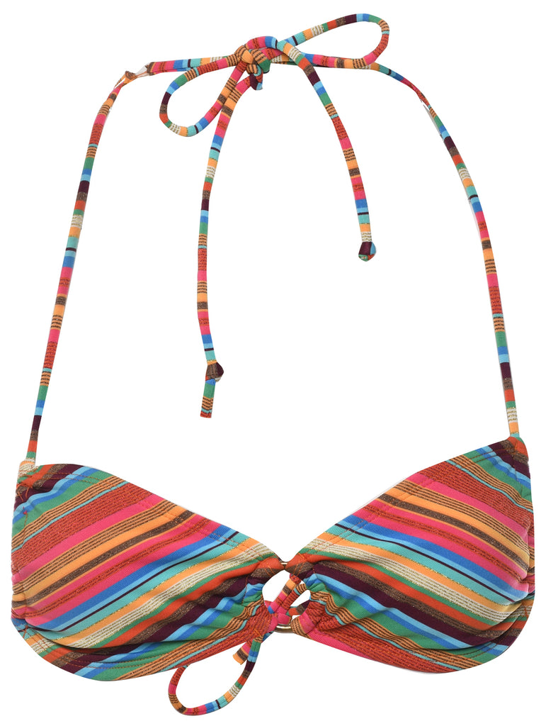 Striped Multi-Colour Bikini Top - XS