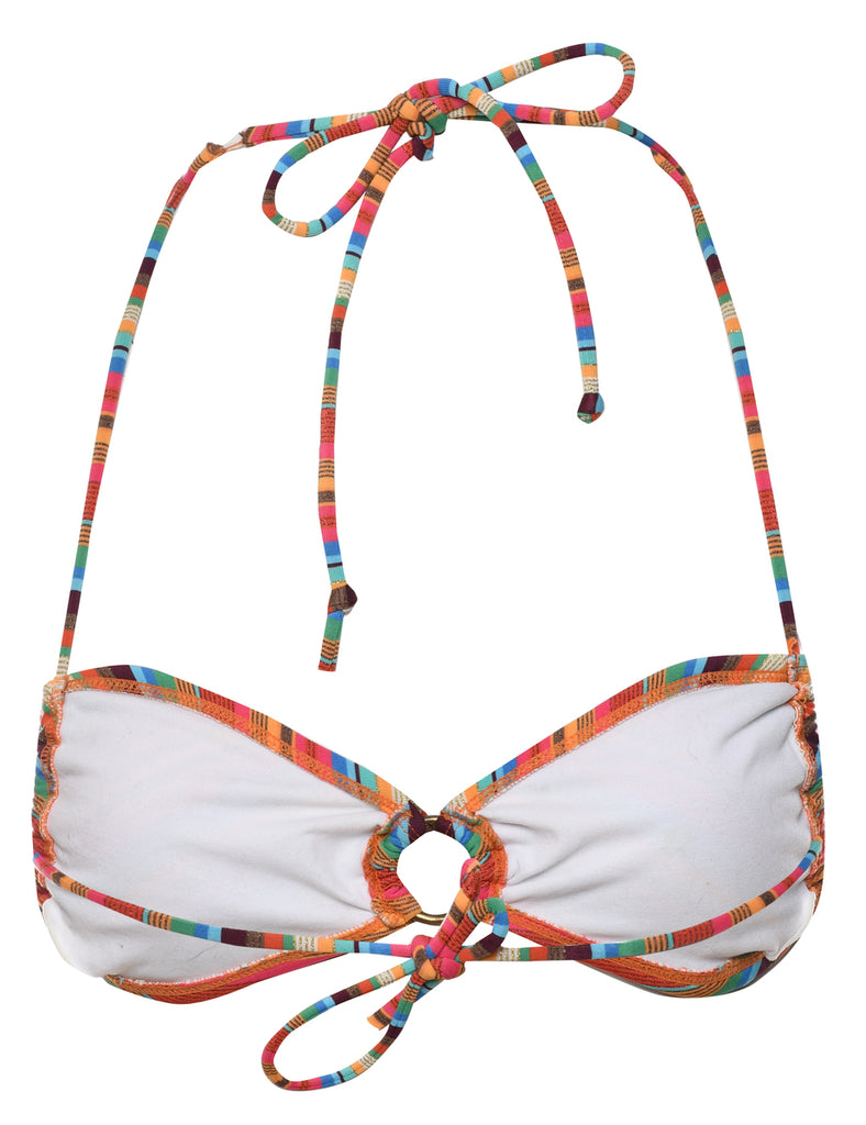 Striped Multi-Colour Bikini Top - XS