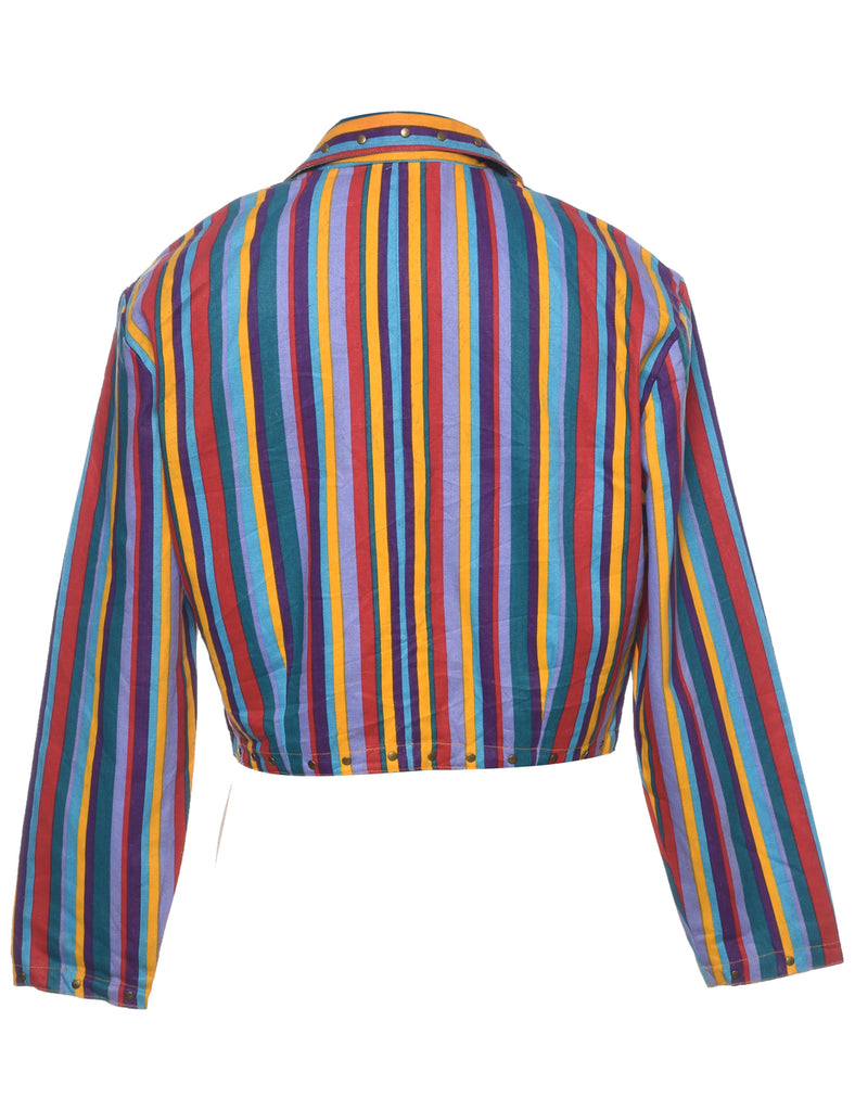 Striped Multi-colour Cropped Jacket - L