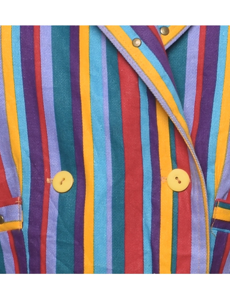Striped Multi-colour Cropped Jacket - L