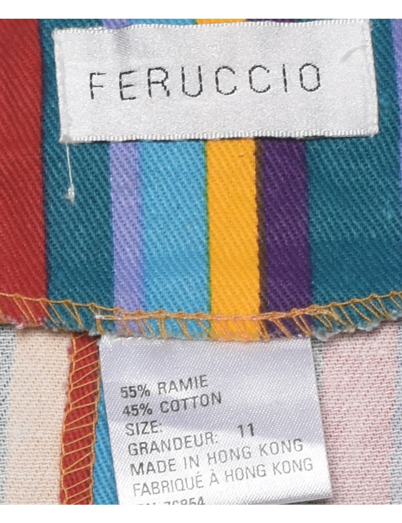 Striped Multi-colour Cropped Jacket - L