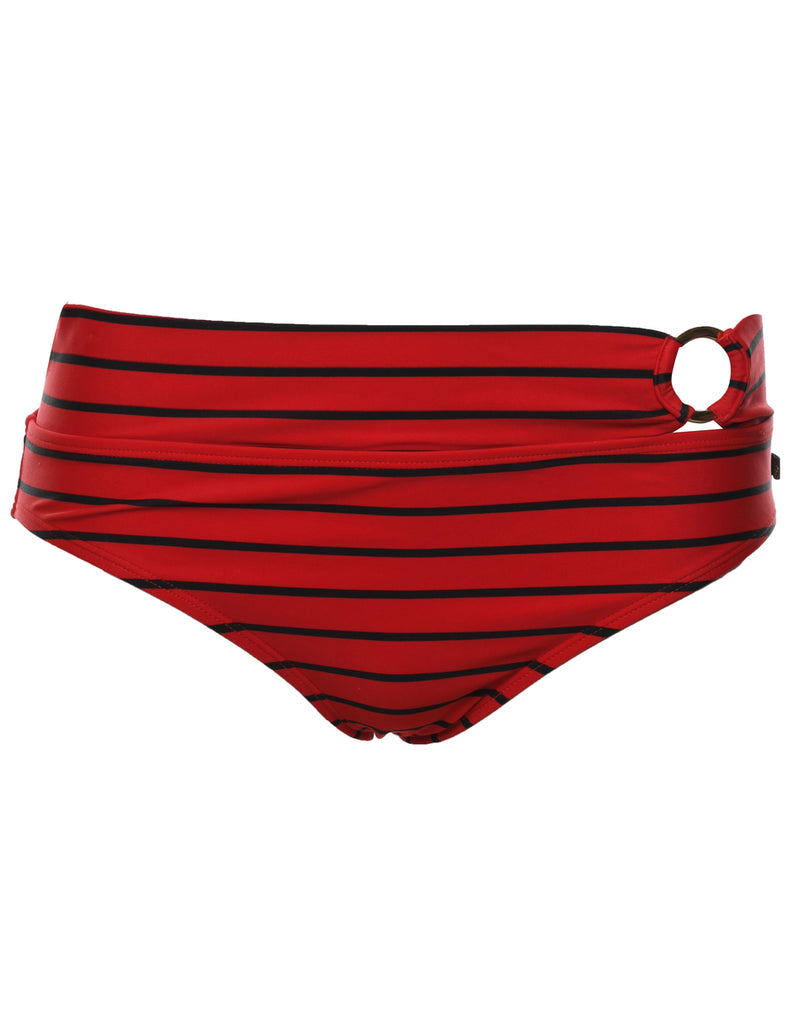 Striped Navy & Red Bikini Bottoms - M