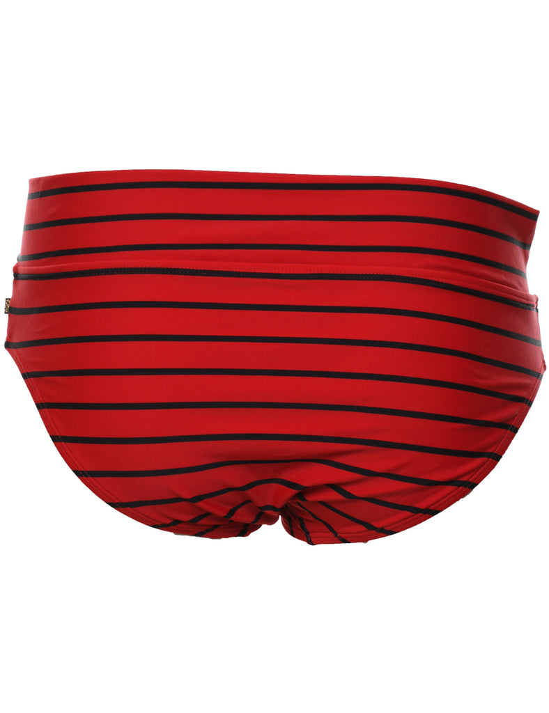 Striped Navy & Red Bikini Bottoms - M