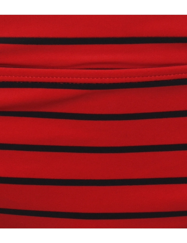 Striped Navy & Red Bikini Bottoms - M