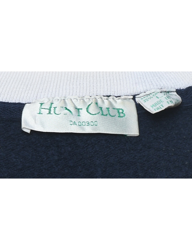 Striped Navy & White Embroidered Sweatshirt - L