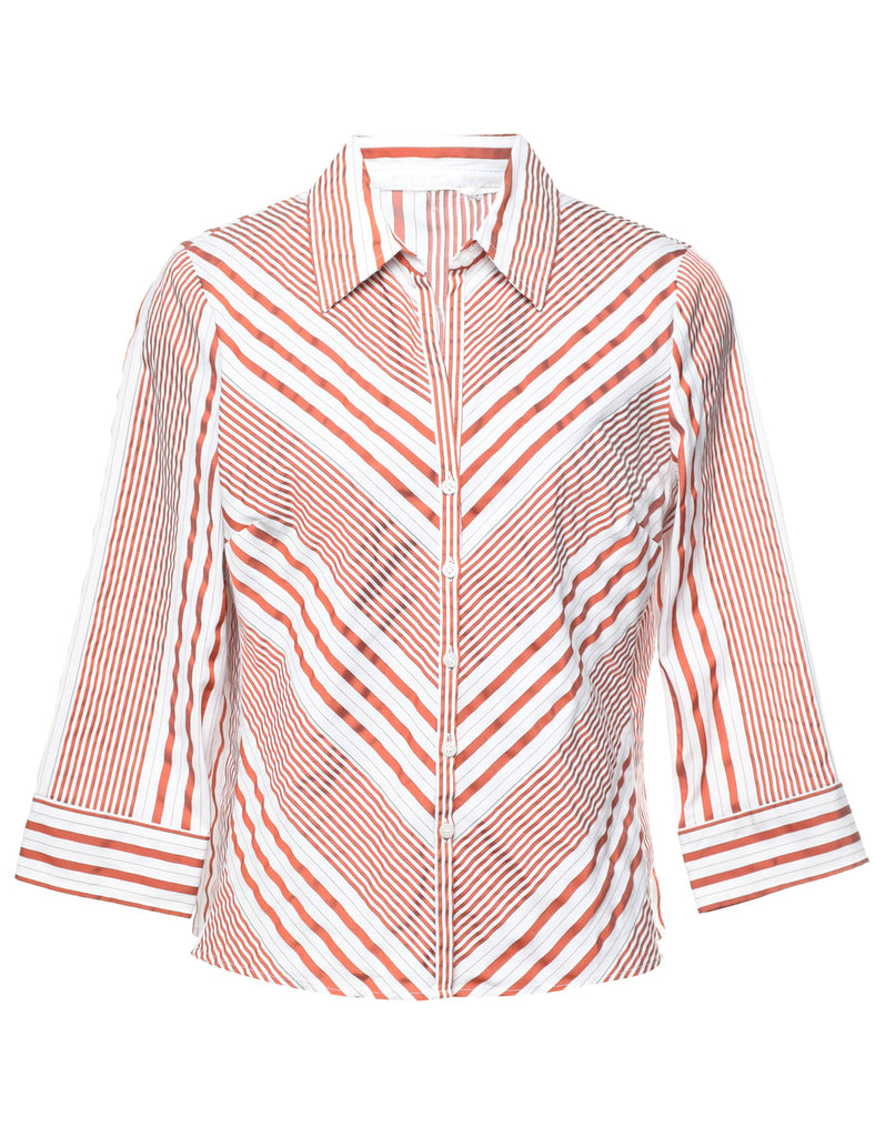 Striped Pattern Blouse - L