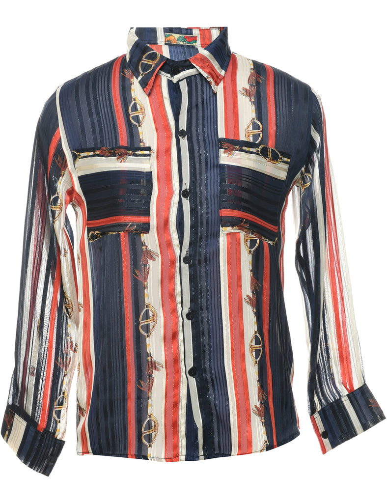Striped Pattern Evening Shirt - M