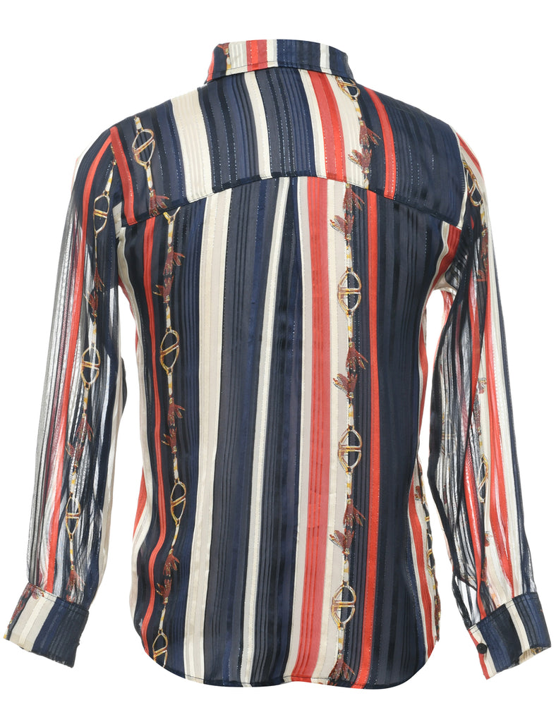 Striped Pattern Evening Shirt - M