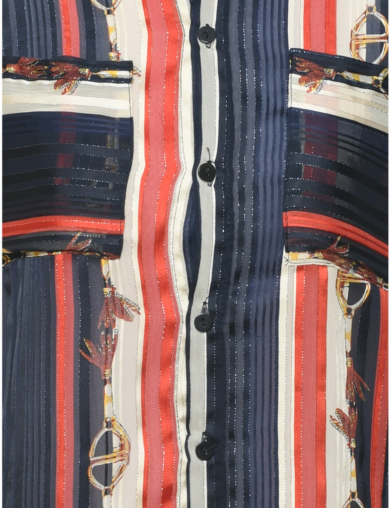 Striped Pattern Evening Shirt - M