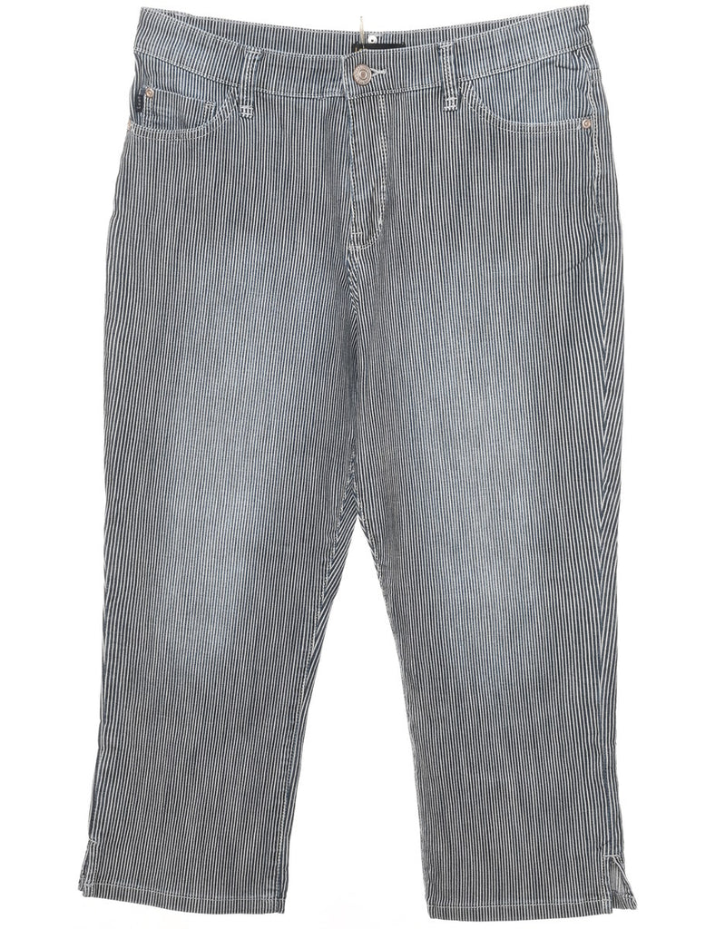 Striped Pattern Grey & White Cropped Lee Jeans - W31 L23