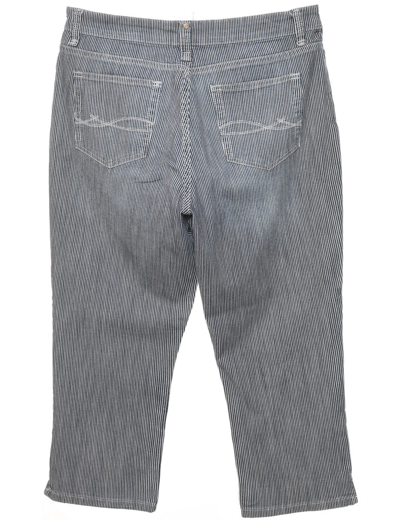 Striped Pattern Grey & White Cropped Lee Jeans - W31 L23