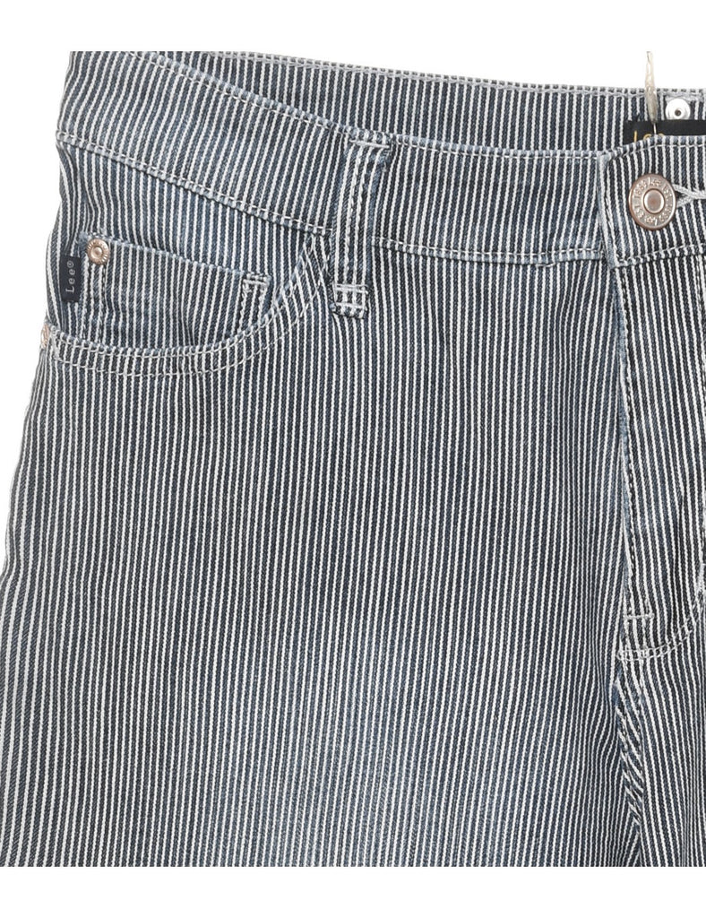 Striped Pattern Grey & White Cropped Lee Jeans - W31 L23